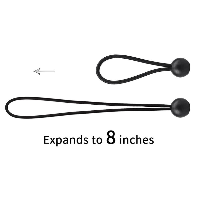 AOPRIE 30 Pack Bungee Balls, Black Ball Bungee Heavy Duty Heavyweight 4 inches Tarp Bungee Cords, Weather Resistant Tie Down Strap 4mm Thickness - for Camping, Tents, Cargo, Holding Wire and Hoses - Image 3